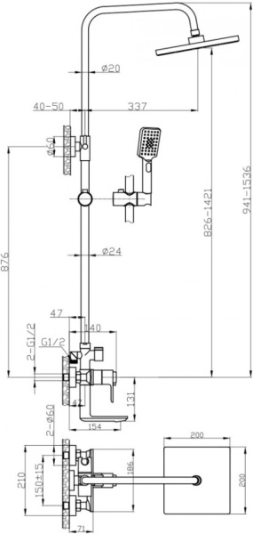 душевая система rossinka rs50-46 хром