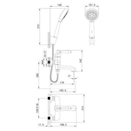 смеситель для ванны с душем iddis oxford oxfsb02i02