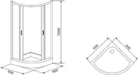 душевой уголок timo tl 90×90 tl-9001r профиль хром, стекло прозрачное с рисунком