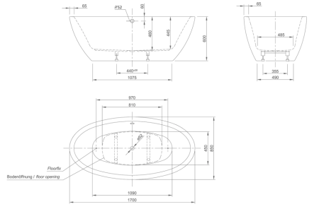 акриловая ванна knief loom xs 0100-058-06 170x85 см