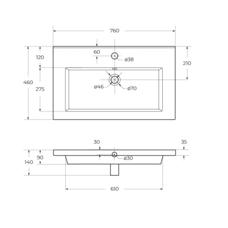 столешница под раковину belbagno 80 kep-80-grn-w0 granito