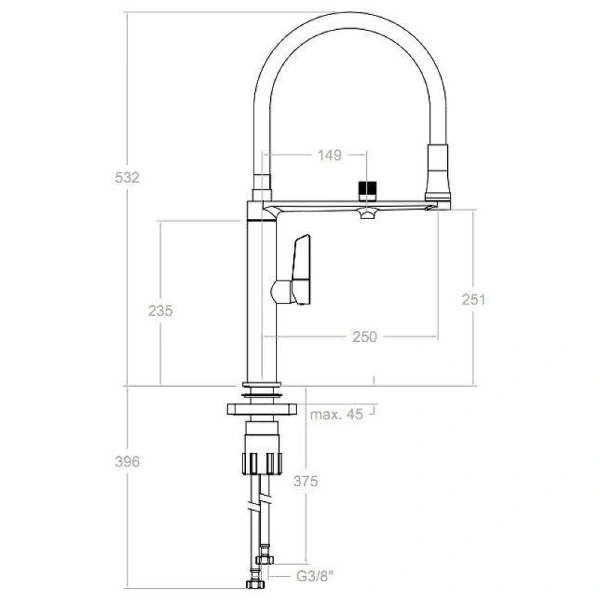 смеситель для кухни ramonsoler kitchen magnet 898801mcnm черный матовый