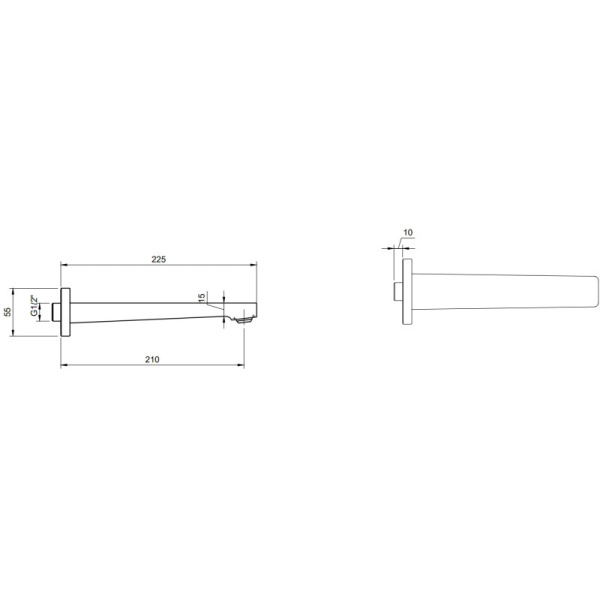 излив для ванны 210 мм villeroy & boch architectura square tvt12500200076