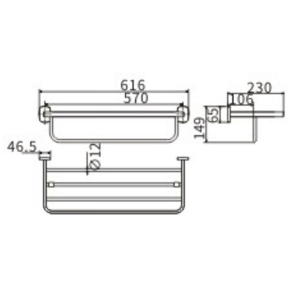Полка для полотенец CeramaLux Cube 12610 Хром