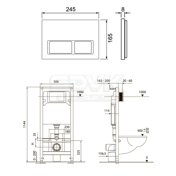 инсталляция tece tecespring v s401201 для унитаза, 4 в 1 с кнопкой смыва глянцевый хром