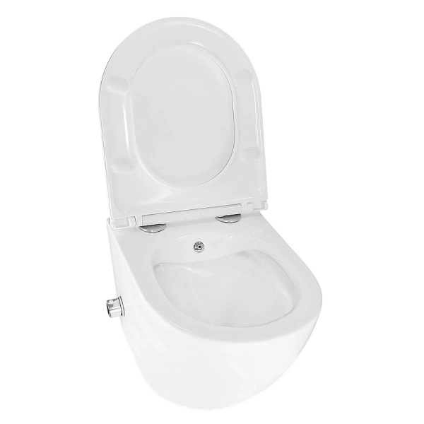 унитаз azario grado az-046e-nr подвесной, безободковый, с сиденьем микролифт, с функцией биде, 42.5x36.5x36.5 см, белый