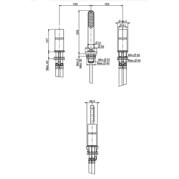 смеситель fima carlo frattini nomos go f4174/1ncr на борт ванны, на 3 отв., с ручным душем, хром