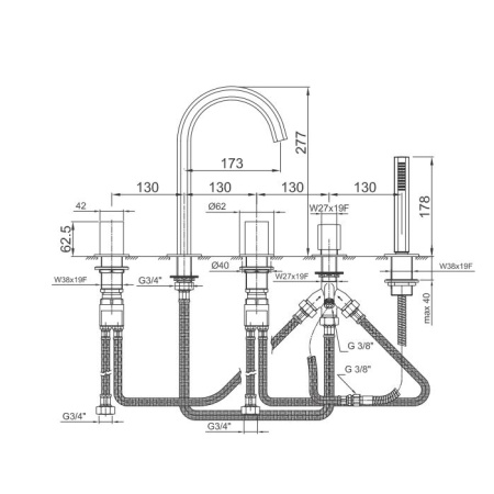 смеситель на борт ванны fantini venezia 29 02 n465s