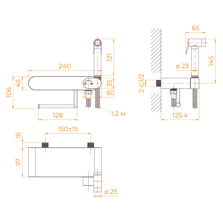 гигиенический душ со смесителем rgw sp-222b