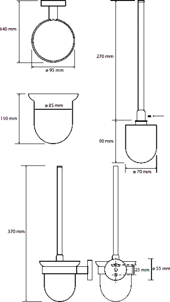 Ёршик для унитаза Bemeta Hematit 159113017