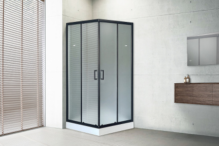 душевой уголок royal bath hp 90×90 rb90hp-c-bl профиль черный, стекло матовое
