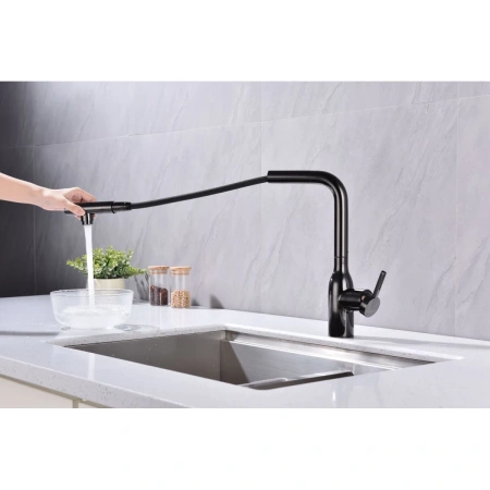 смеситель для кухни с подключением к фильтру paulmark viper vi213105-gb, цвет вороненая сталь