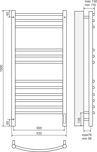 полотенцесушитель электрический terminus классик п12 50x100 4670078527325