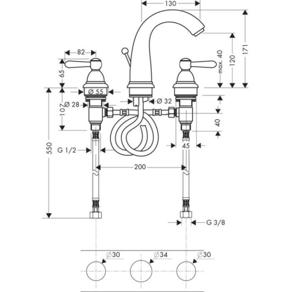 смеситель для раковины axor carlton 17134000