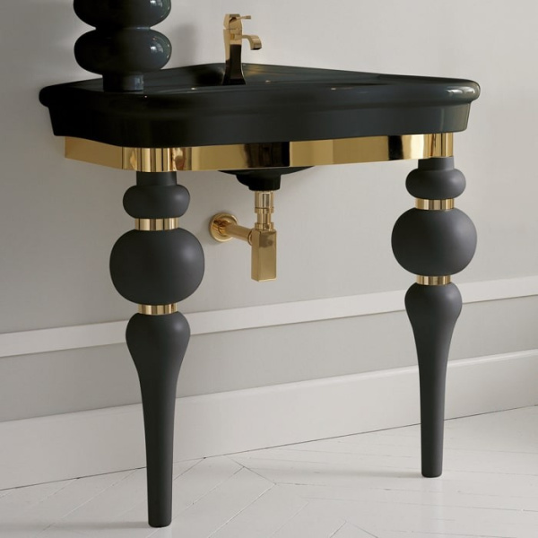 Консоль под раковину 3SC VIA VENETO VV3090NGD черная глянцевая/золото