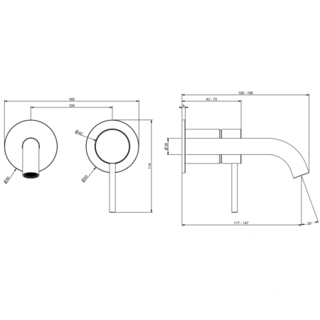 смеситель gessi gessi316 54083#707 для раковины, встраиваемый, внешняя часть, цвет черный шлифованный хром