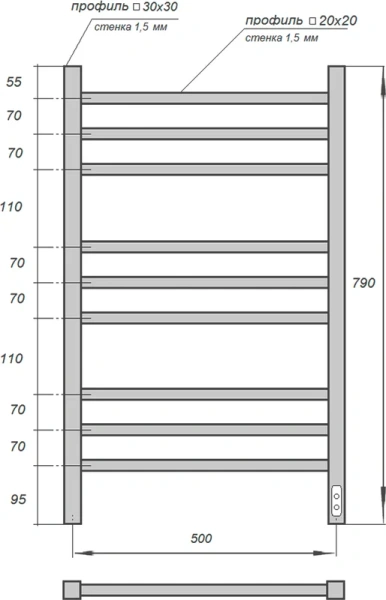 полотенцесушитель point вега pn71858w электрический, 50x80 см, белый