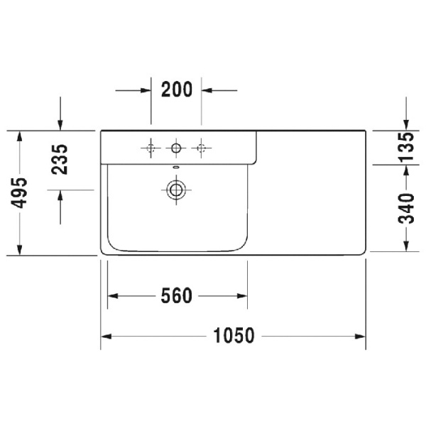раковина полувстраиваемая duravit p3 comforts 2333100000