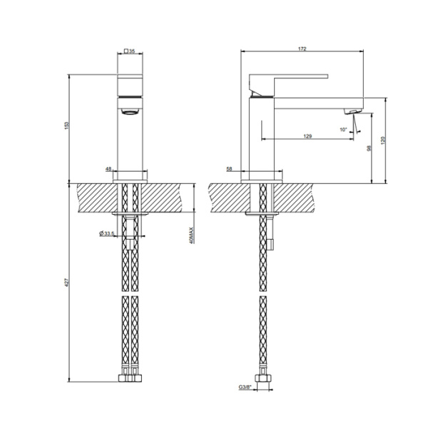 gessi gessi rettangolo смеситель для раковины на 1 отверстие, без донного клапана, цвет: black xl