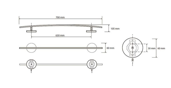 Полотенцедержатель Bemeta Alfa 102402032 63 cм цвет хром