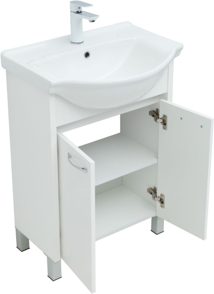 тумба под раковину aquanet донна 00294390 55.5x29.5 см, белый глянец