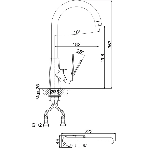 смеситель для кухни d&k lessing rhein da1322441