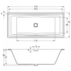 акриловая ванна riho still square 170x75 led b100035005, заполнение через перелив