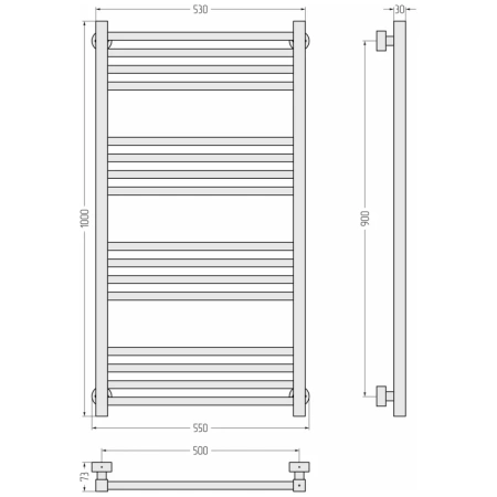 полотенцесушитель водяной 1000x500 черный матовый сунержа модус pro 31-0450-1050