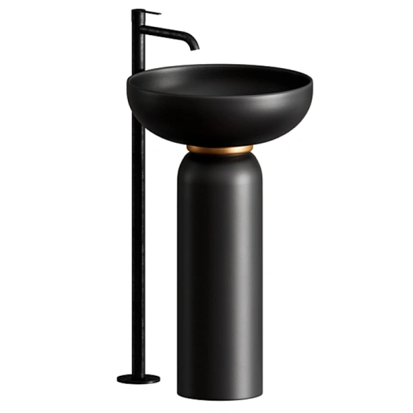 раковина artceram jolie jol001 17 00 накладная/для пьедестала, ø50xh17 см, черный матовый