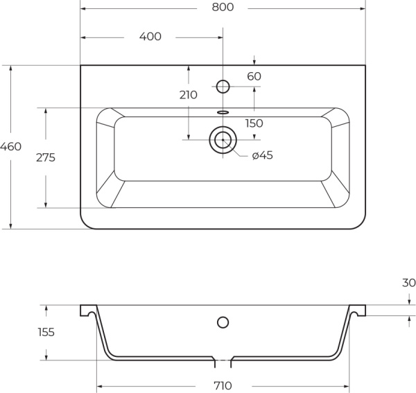 раковина belbagno urban 80 12080-kl белая