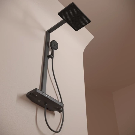 душевая система sancos vos sc6100mb 360x240 мм, с термостатом, черный матовый