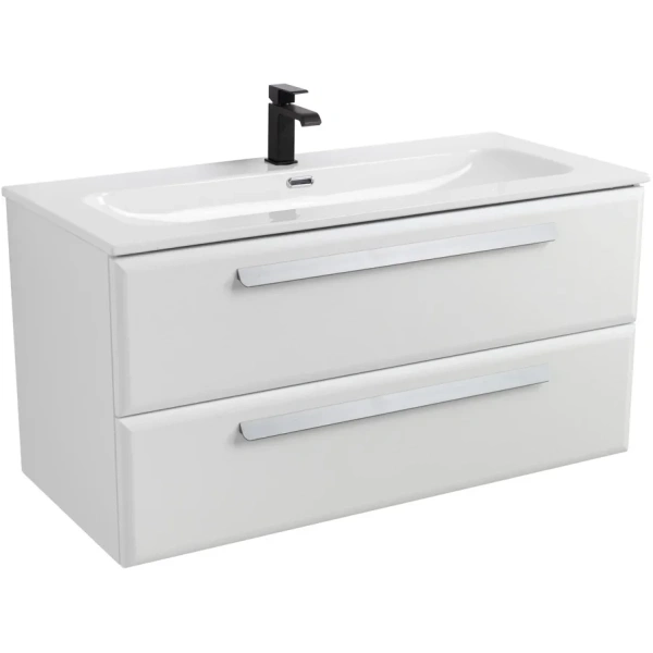 тумба под раковину cezares eco-cer-n 100 eco-cer-n-1000-2c-so-bl подвесная bianco lucido без ручек