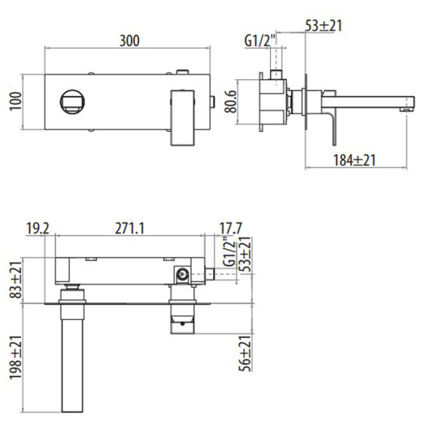 смеситель встраиваемый,gattoni kubik 2535/25cocr однорычажный, цвет: хром глянцевый