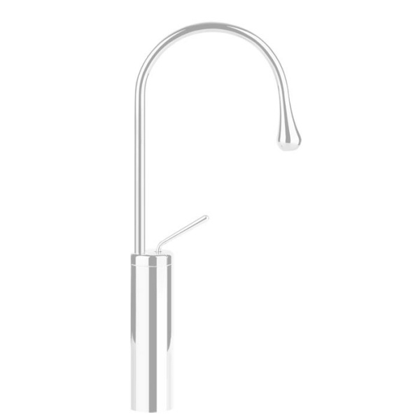 Смеситель Gessi Goccia 33809#279 для раковины, высокий h47.2 см, излив 17.4 см, без донного клапана, White CN (белый)