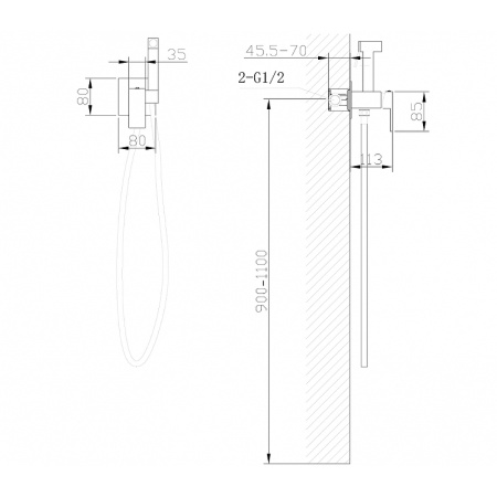 гигиенический душ abber daheim, af8226, со смесителем, хром
