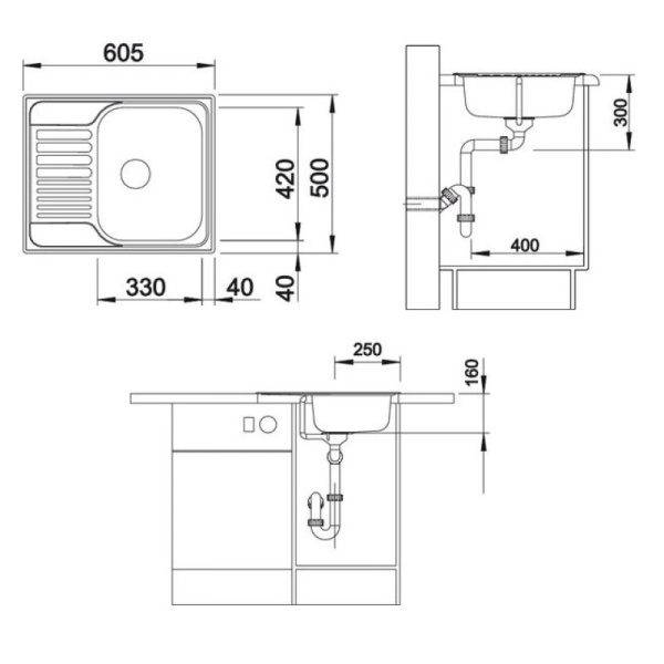 кухонная мойка blanco tipo 45 s 516524 mini сталь матовая