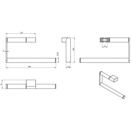 кольцо для полотенец langberger black edition 28038a-bp
