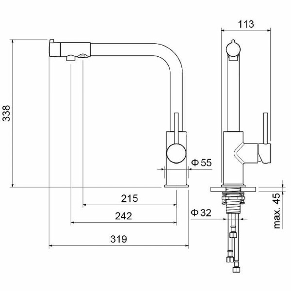 смеситель для кухни aquatek европа aq1386cr хром