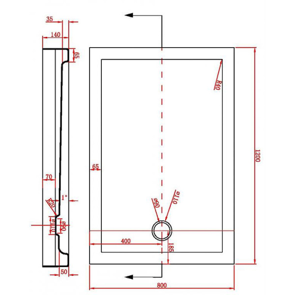 душевой поддон bravat type-s1 120×80 p1812 с антискользящим покрытием