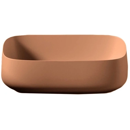 Раковина ArtCeram Cognac Quadro COL009 13 00 накладная, без отв., без перелива, на столешницу, Saniglaze, 56x41xh15.5 см, arancio cammeo (оранжевый камео)