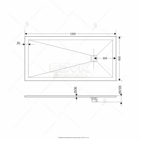 душевой поддон из искусственного камня rgw stone tray st-tr 120×90 16152912-11 терракот