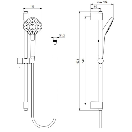 душевой гарнитур со штангой ideal standard idealrain evo b2234aa
