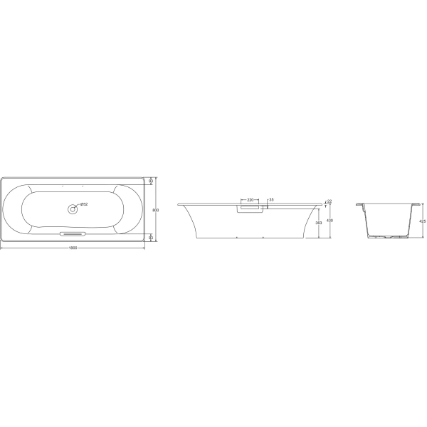 чугунная ванна jacob delafon volute e6d900-0 180x80 см, с антискользящим покрытием, цвет белый