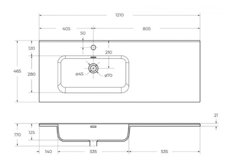 раковина belbagno bb1200etl-r 121 см, полувстраиваемая, цвет белая