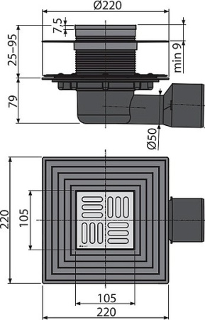 душевой трап alcaplast apv3344