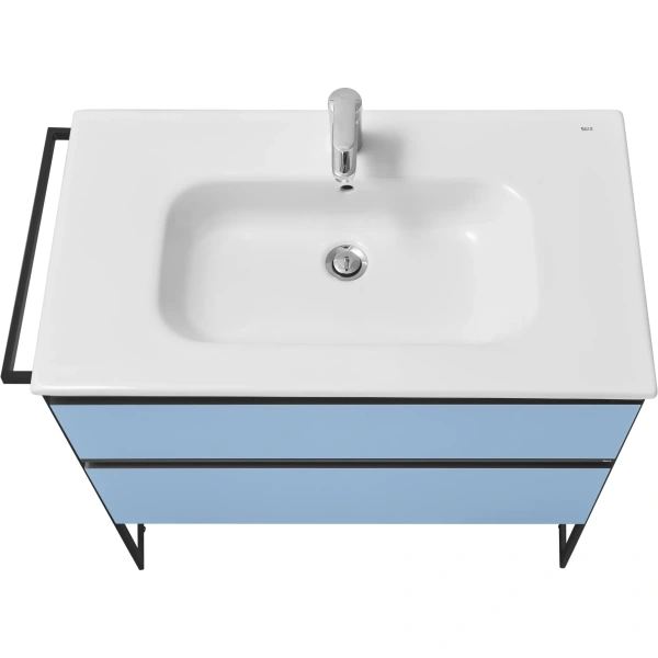 тумба под раковину roca domi zru9307871 78,5 см, подвесная, небесно-синий матовый