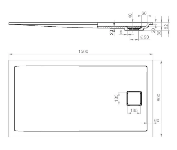 душевой поддон salini capri 120211g, 150×80 см, из материала sapirit, цвет глянцевый белый