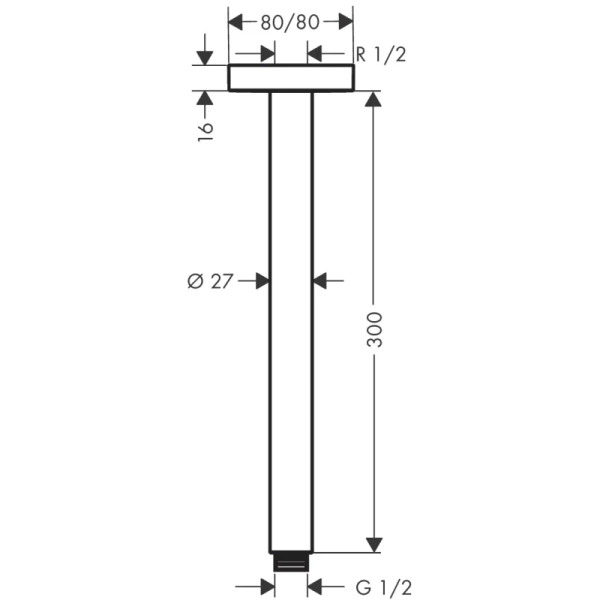 потолочный кронштейн 316 мм hansgrohe 27388000
