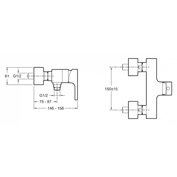 смеситель для душа jacob delafon strayt e45371-cp