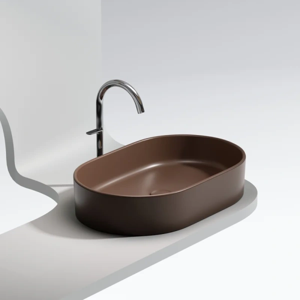 раковина ceramicanova element cn6048mdb накладная, 60.8x38.5 см, темно-коричневая матовая